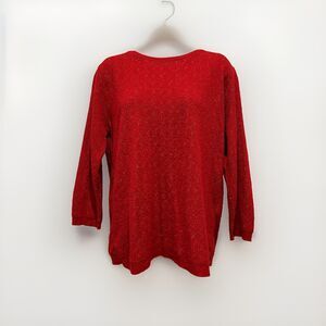 Alfred Dunner Women's Red Knit Speckled Lightweight Sweater Size Medium
